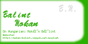 balint mokan business card